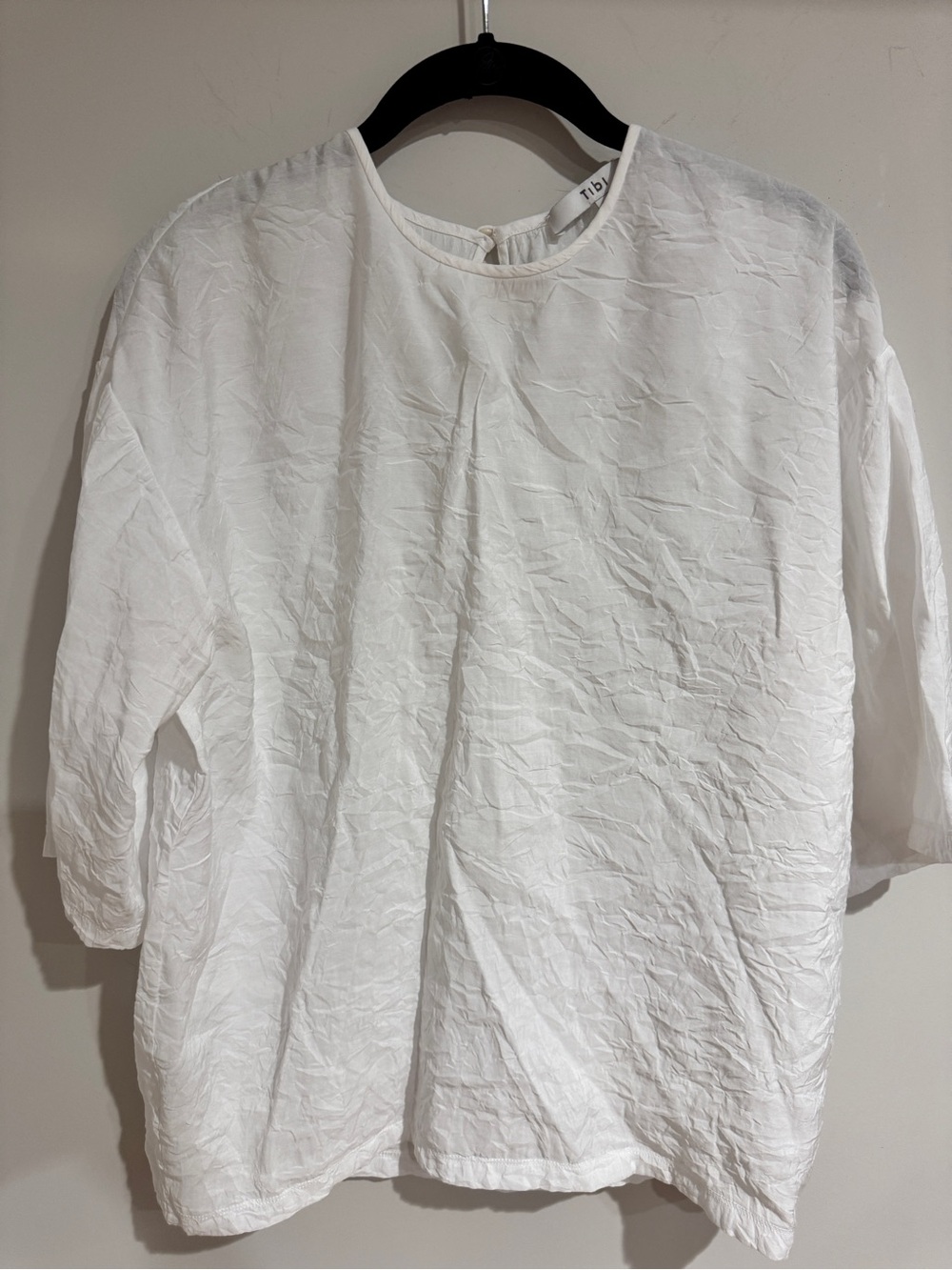 Tibi White crinkled tee Shirt
